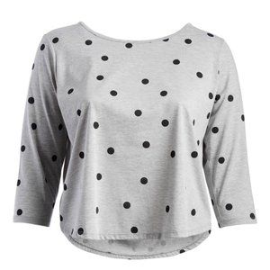 Women's Plus Size Polka Dots T-Shirt-Black/Grey_2XL